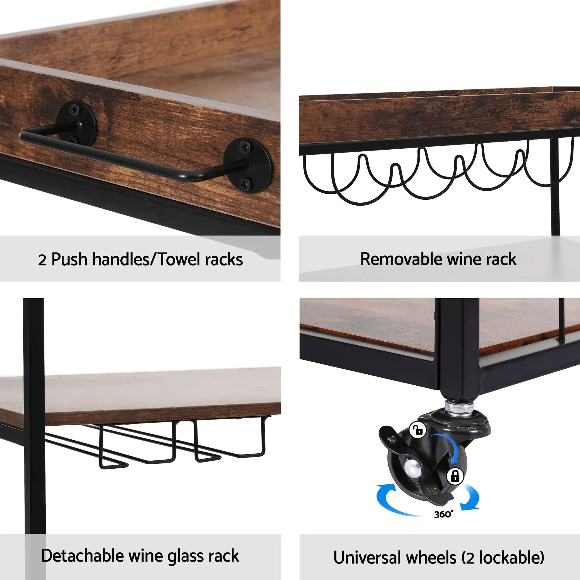 Artiss Kitchen Island Rolling Serving Cart - Mekamart Australia