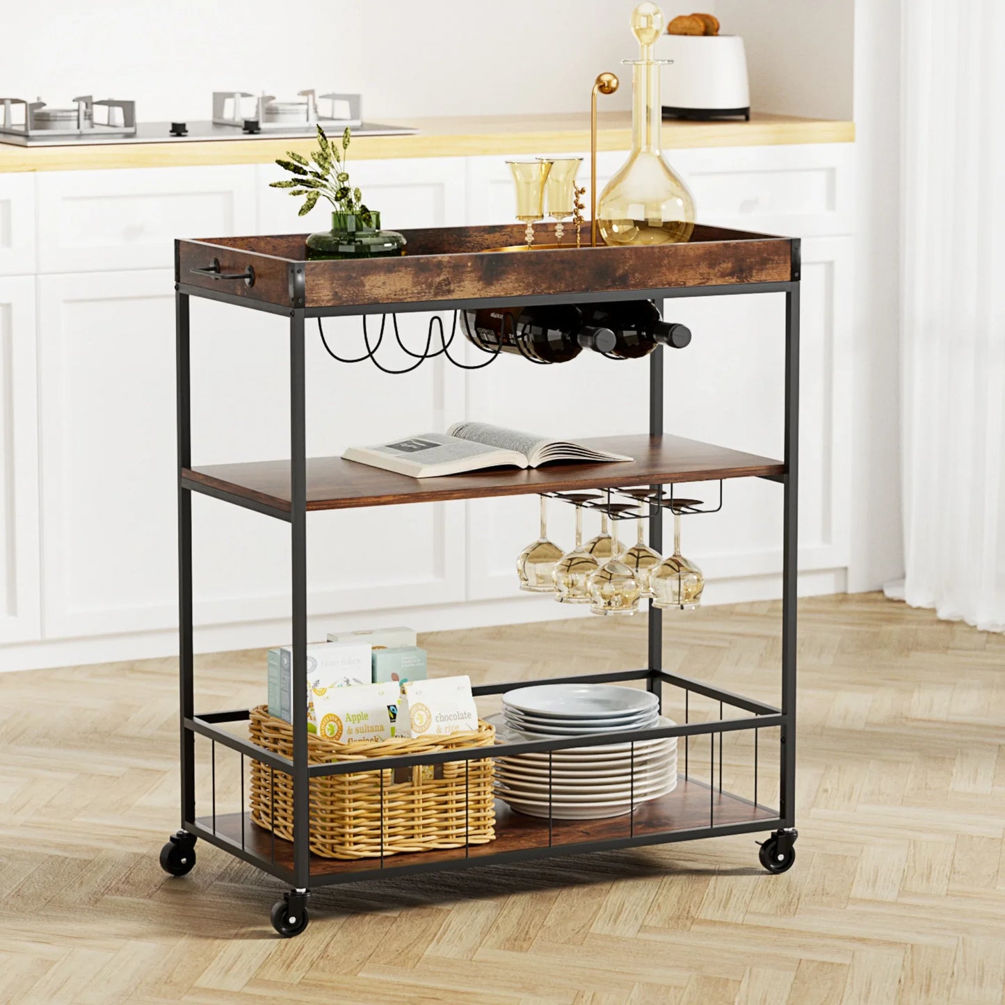 Artiss Kitchen Island Rolling Serving Cart - Mekamart Australia