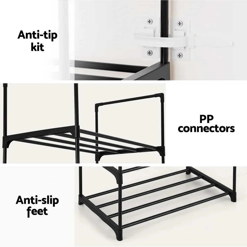 Artiss Shoe Rack DIY Stackable 10-tier Black Dunn - Mekamart Australia
