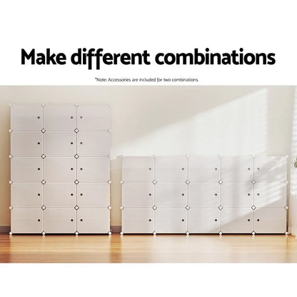 Artiss Shoe Rack Storage Cabinet DIY 15 Storage Cube Stackable White - Mekamart Australia