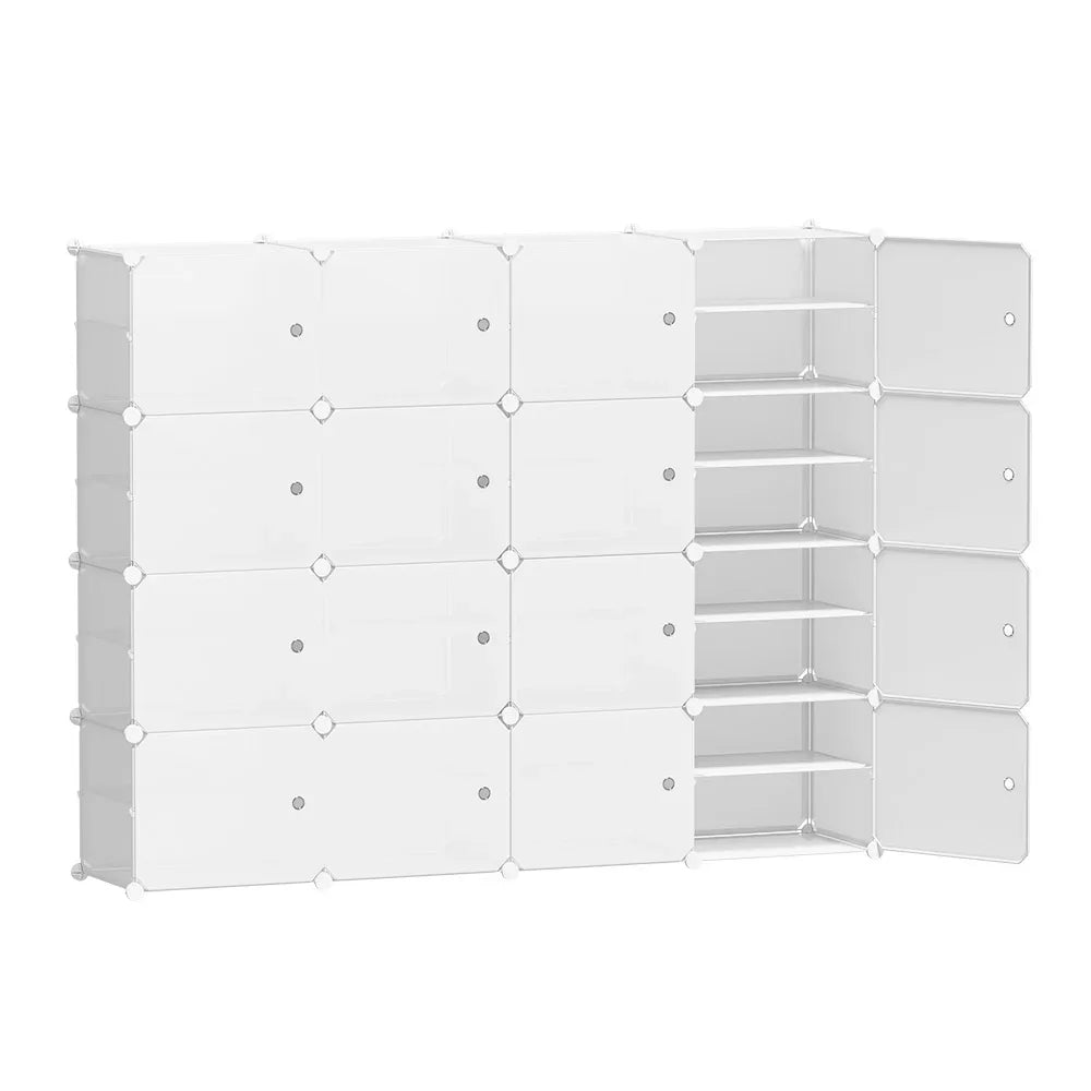 Artiss Shoe Rack DIY 16 Storage Cube Stackable White - Mekamart Australia