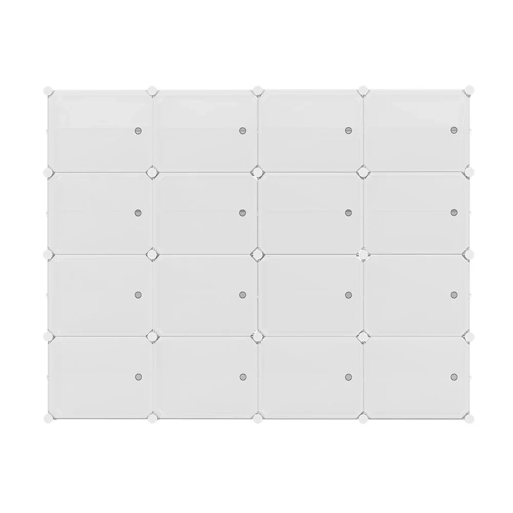 Artiss Shoe Rack DIY 16 Storage Cube Stackable White - Mekamart Australia