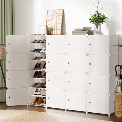 Artiss Shoe Rack DIY 16 Storage Cube Stackable White - Mekamart Australia