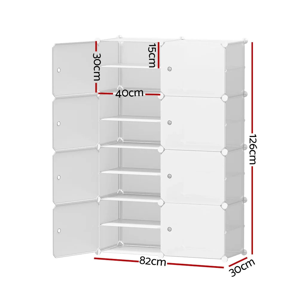 Artiss Shoe Box DIY Set of 8 Storage Cube Stackable White - Mekamart Australia