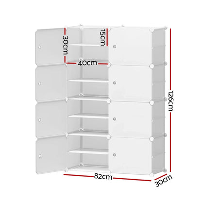 Artiss Shoe Box DIY Set of 8 Storage Cube Stackable White - Mekamart Australia