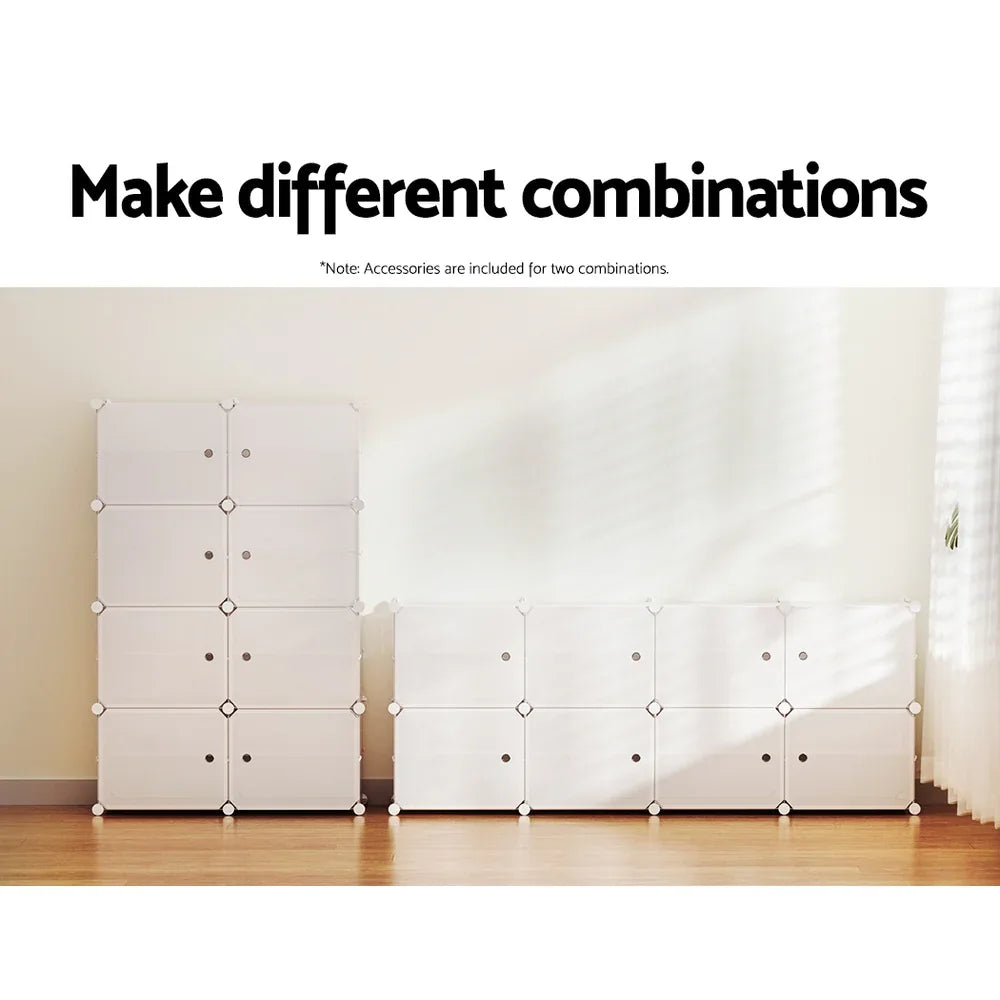 Artiss Shoe Box DIY Set of 8 Storage Cube Stackable White - Mekamart Australia