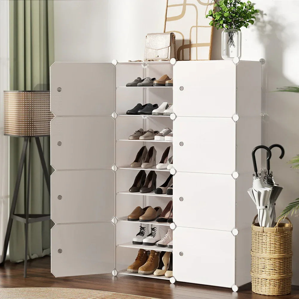 Artiss Shoe Box DIY Set of 8 Storage Cube Stackable White - Mekamart Australia