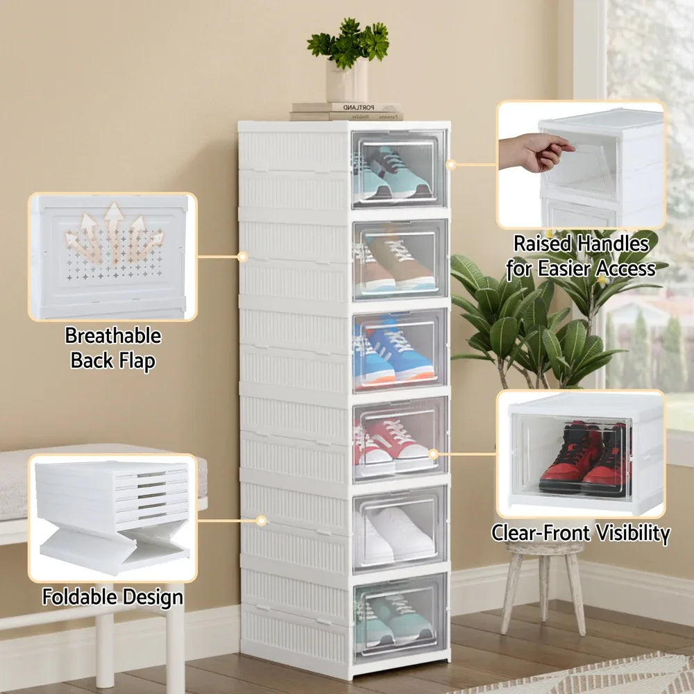 Artiss Foldable Shoe Rack Organizer 6 Tier Storage Shelf Hallway