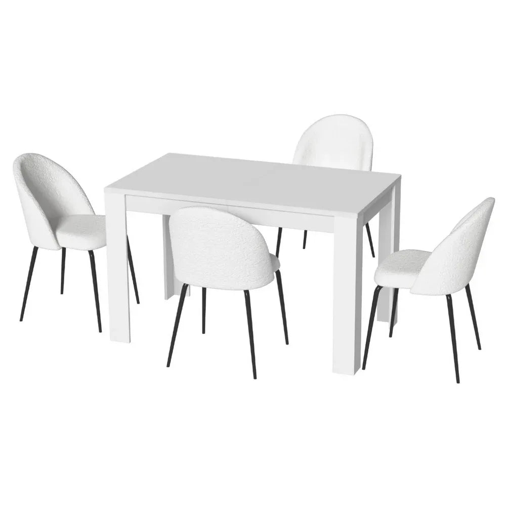 1 Artiss Dining Table and 4 Chairs Set White Sherpa - Mekamart Australia