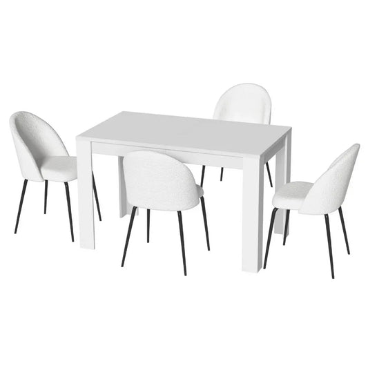 1 Artiss Dining Table and 4 Chairs Set White Sherpa - Mekamart Australia