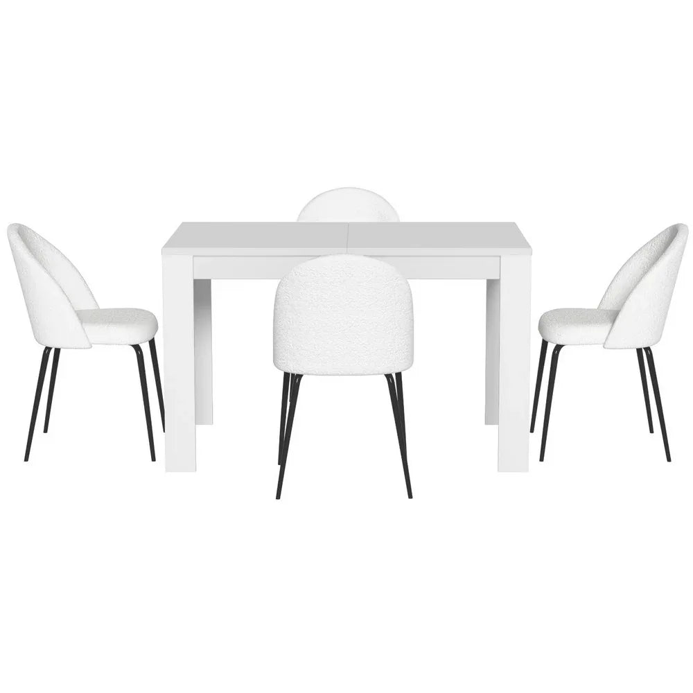 1 Artiss Dining Table and 4 Chairs Set White Sherpa - Mekamart Australia