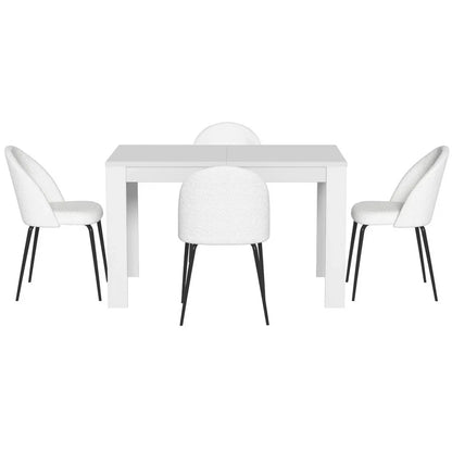 1 Artiss Dining Table and 4 Chairs Set White Sherpa - Mekamart Australia