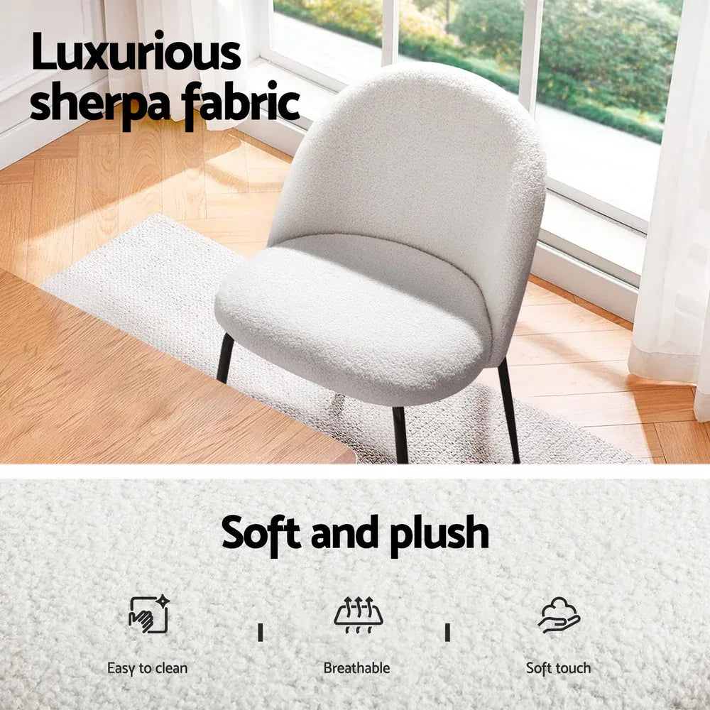 1 Artiss Dining Table and 4 Chairs Set White Sherpa - Mekamart Australia