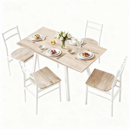 Artiss Dining Table and Chairs Set 5pcs Foldable Kitchen Furniture Natural White - Mekamart Australia
