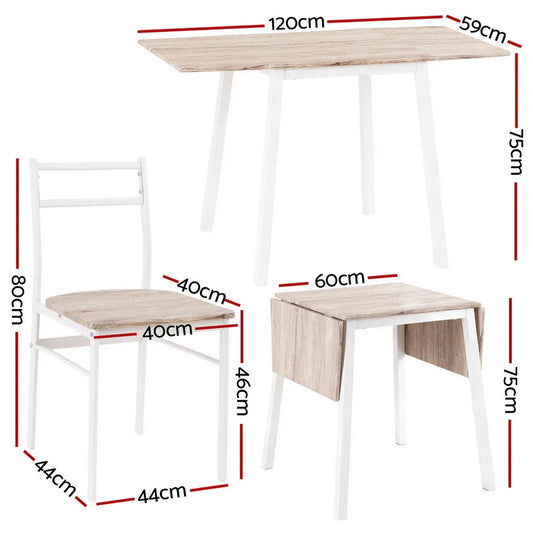 Artiss Dining Table and Chairs Set 5pcs Foldable Kitchen Furniture Natural White - Mekamart Australia