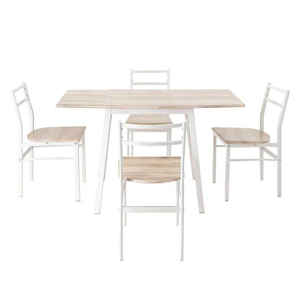 Artiss Dining Table and Chairs Set 5pcs Foldable Kitchen Furniture Natural White - Mekamart Australia