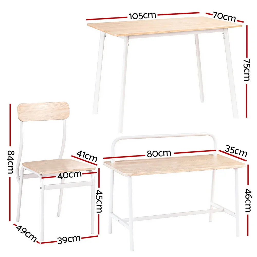Artiss Dining Table and Chairs Set of 4 Bench Kitchen Furniture Natural and White - Mekamart Australia