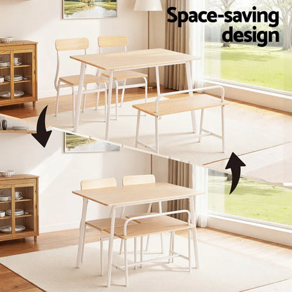 Artiss Dining Table and Chairs Set of 4 Bench Kitchen Furniture Natural and White - Mekamart Australia