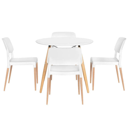 1 Artiss Dining Table and 4 Chairs Set Round White - Mekamart Australia