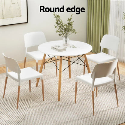 1 Artiss Dining Table and 4 Chairs Set Round White - Mekamart Australia