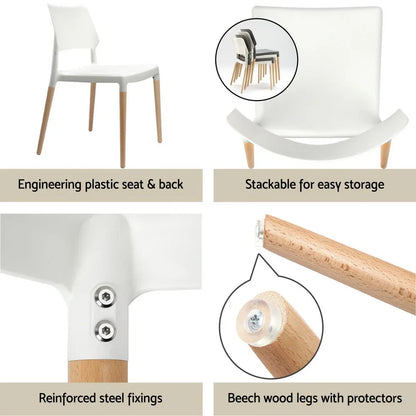 1 Artiss Dining Table and 4 Chairs Set Round White - Mekamart Australia