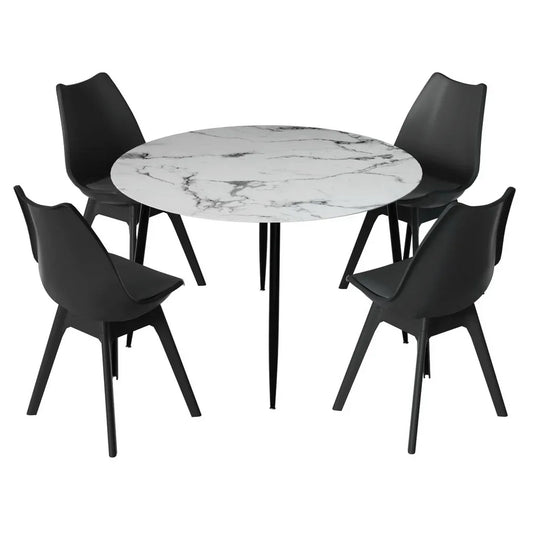 1 Artiss Dining Table and 4 Chairs Set Marble Black - Mekamart Australia