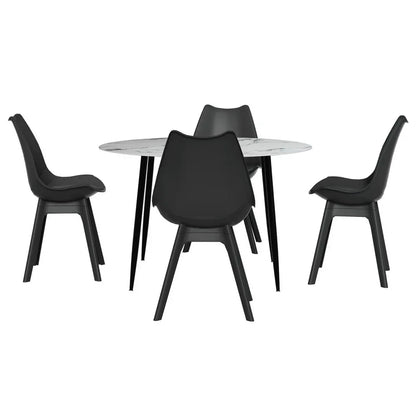 1 Artiss Dining Table and 4 Chairs Set Marble Black - Mekamart Australia
