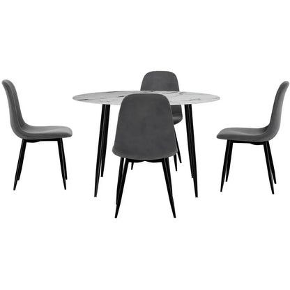 1 Artiss Dining Table and 4 Chairs Set Marble Grey - Mekamart Australia