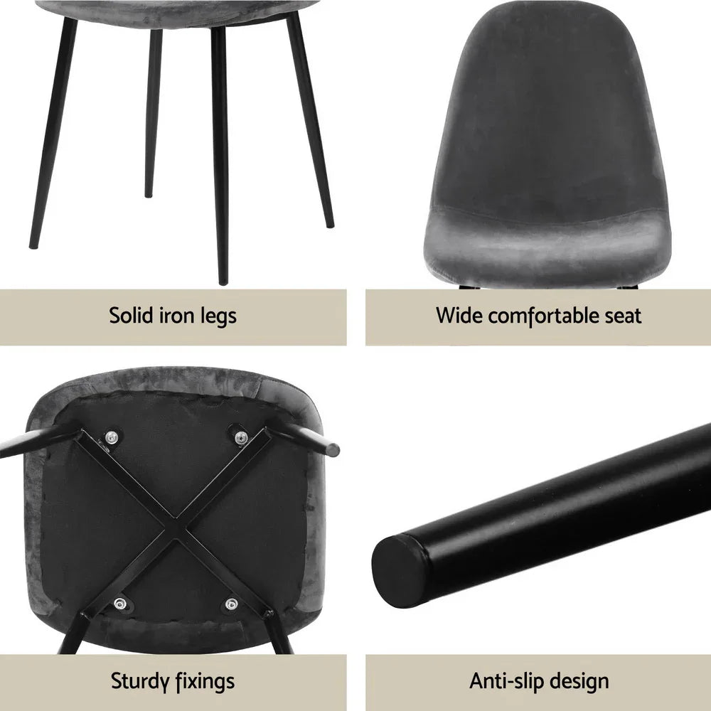 1 Artiss Dining Table and 4 Chairs Set Marble Grey - Mekamart Australia