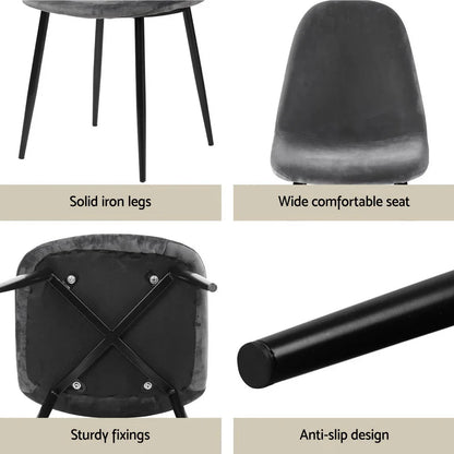 1 Artiss Dining Table and 4 Chairs Set Marble Grey - Mekamart Australia