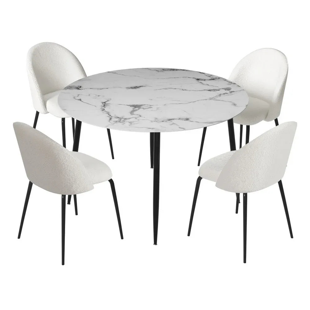 1 Artiss Dining Table and 4 Chairs Set Marble White - Mekamart Australia