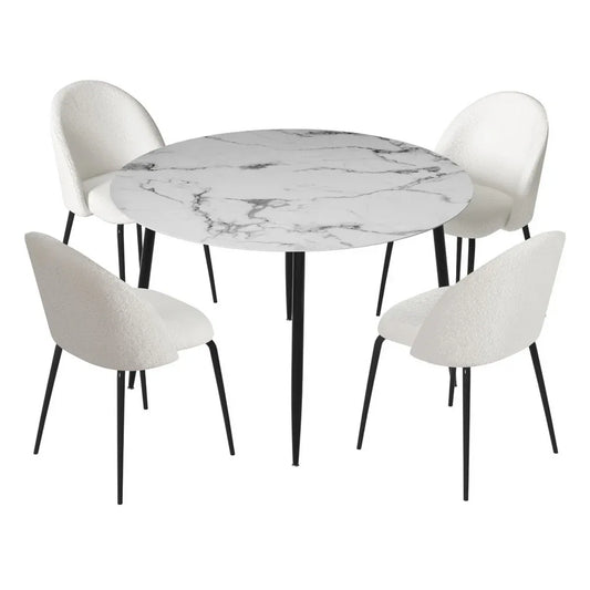 1 Artiss Dining Table and 4 Chairs Set Marble White - Mekamart Australia