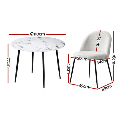 1 Artiss Dining Table and 4 Chairs Set Marble White - Mekamart Australia