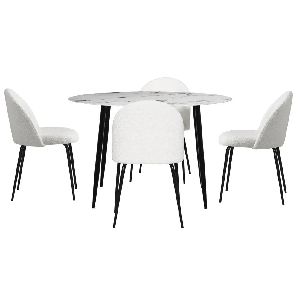 1 Artiss Dining Table and 4 Chairs Set Marble White - Mekamart Australia
