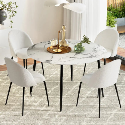 1 Artiss Dining Table and 4 Chairs Set Marble White - Mekamart Australia