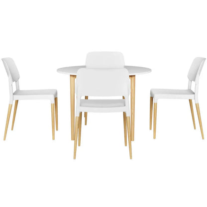 1 Artiss Dining Table and 4 Chairs Set White Wood - Mekamart Australia