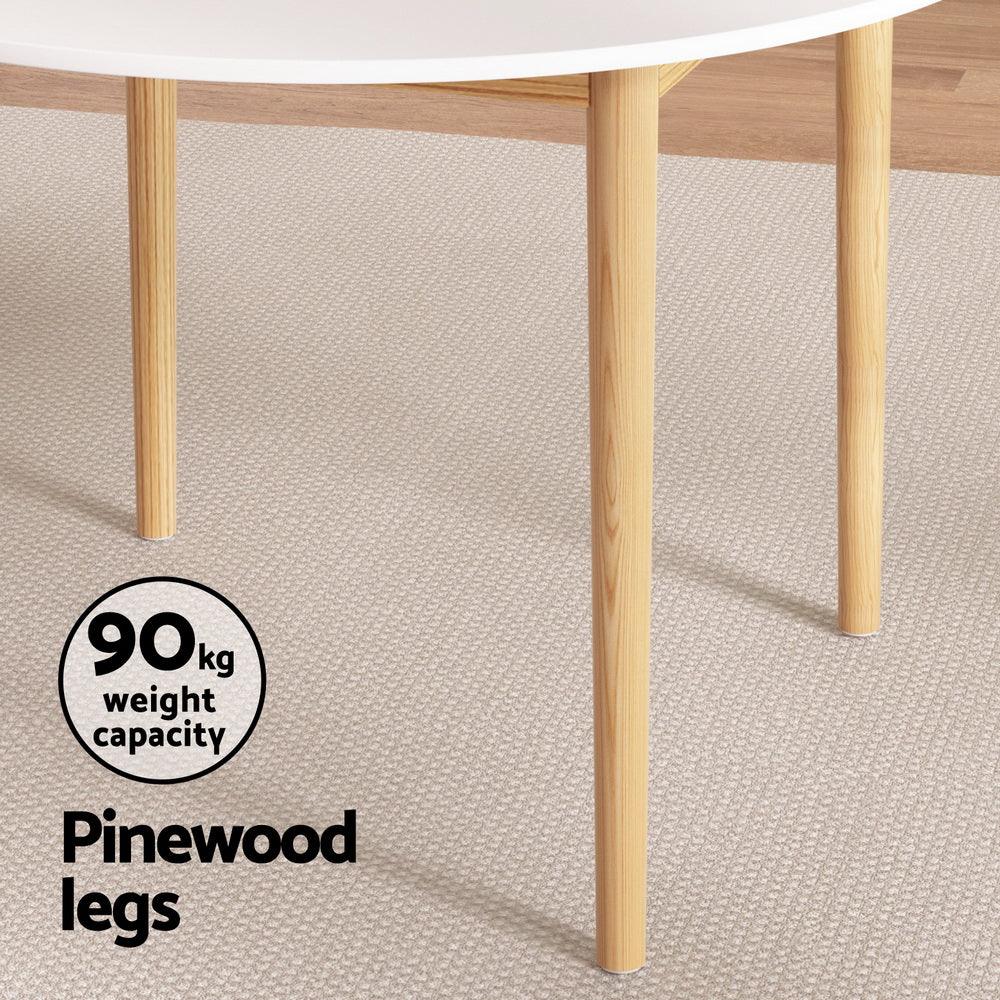 1 Artiss Dining Table and 4 Chairs Set White Wood - Mekamart Australia