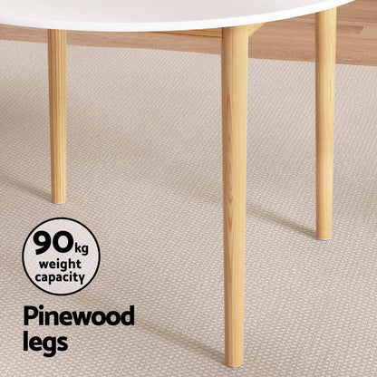 1 Artiss Dining Table and 4 Chairs Set White Wood - Mekamart Australia