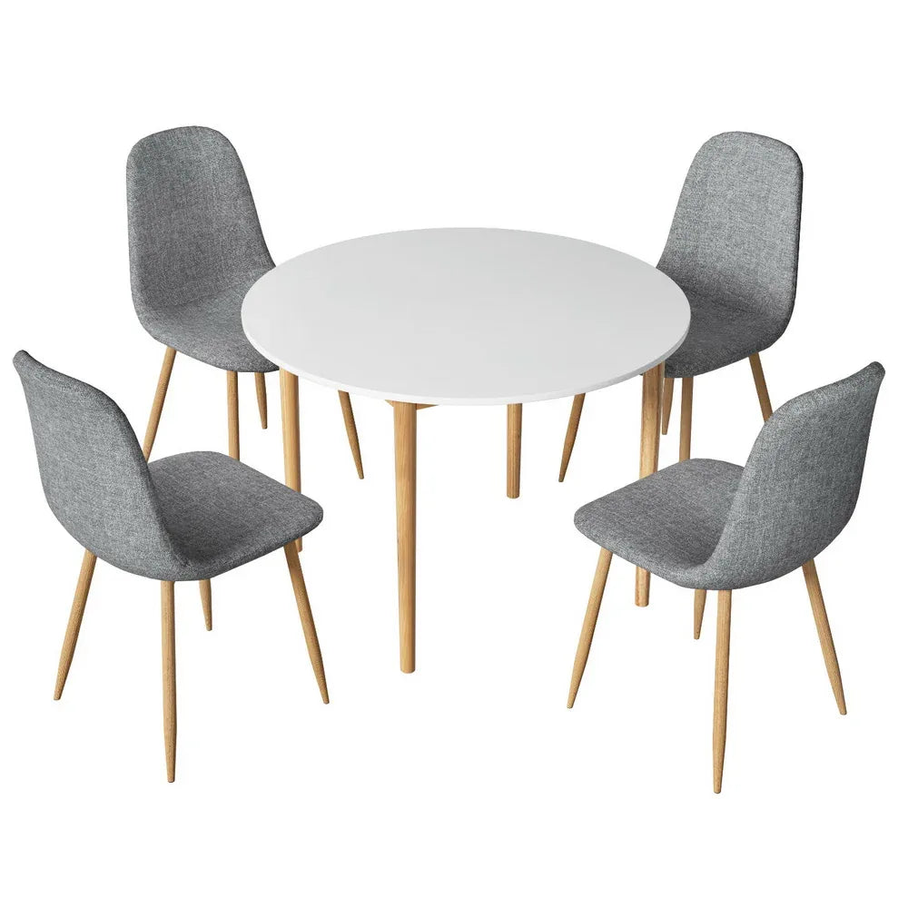 1 Artiss Dining Table and 4 Chairs Set White Grey - Mekamart Australia