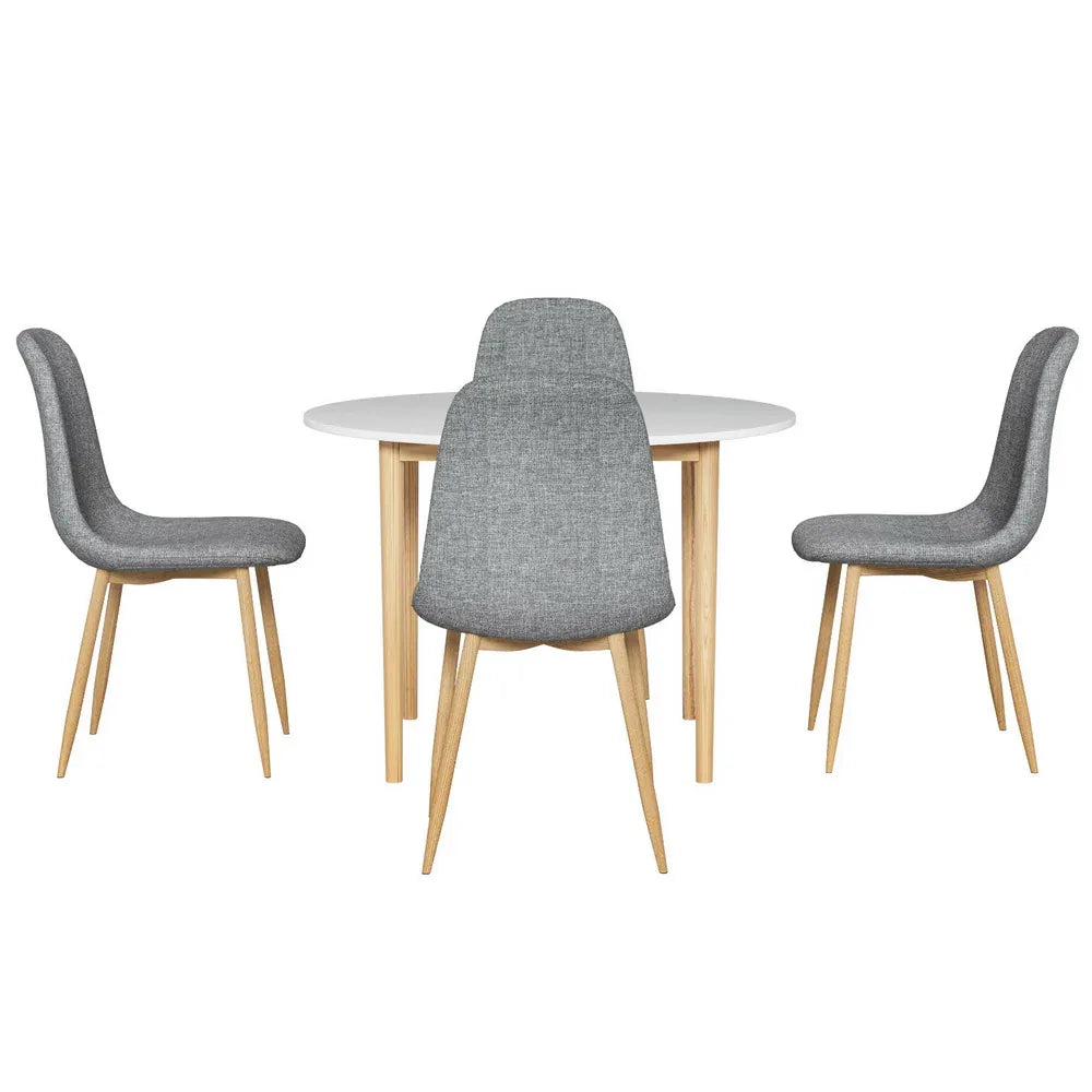 1 Artiss Dining Table and 4 Chairs Set White Grey - Mekamart Australia