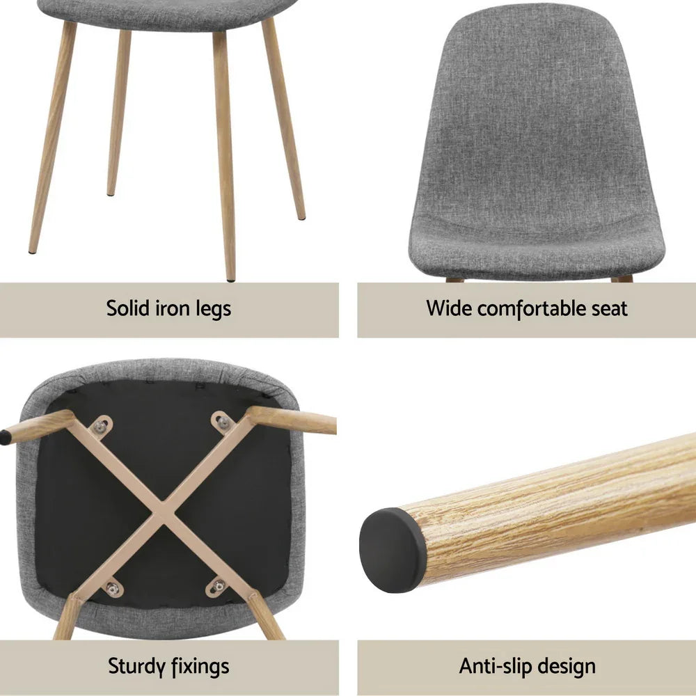 1 Artiss Dining Table and 4 Chairs Set White Grey - Mekamart Australia