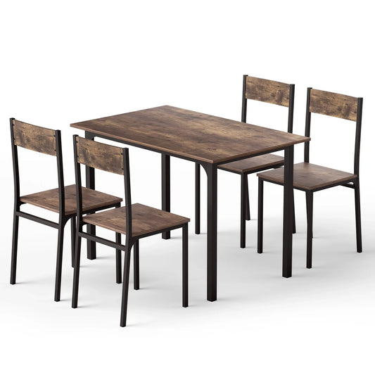 Artiss Dining Table and Chairs Set of 5 Compact Kitchen Furniture Rustic Brown - Mekamart Australia