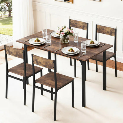 Artiss Dining Table and Chairs Set of 5 Compact Kitchen Furniture Rustic Brown - Mekamart Australia