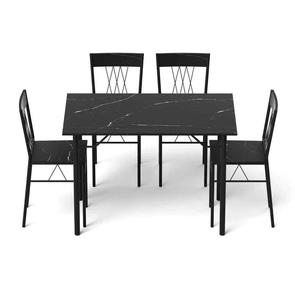Artiss Dining Table and Chairs Set of 5 Compact Kitchen Furniture Marble Black - Mekamart Australia
