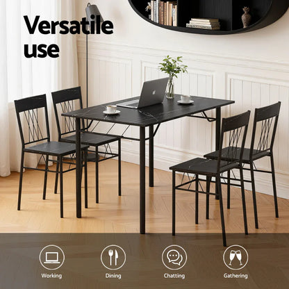 Artiss Dining Table and Chairs Set of 5 Compact Kitchen Furniture Marble Black - Mekamart Australia