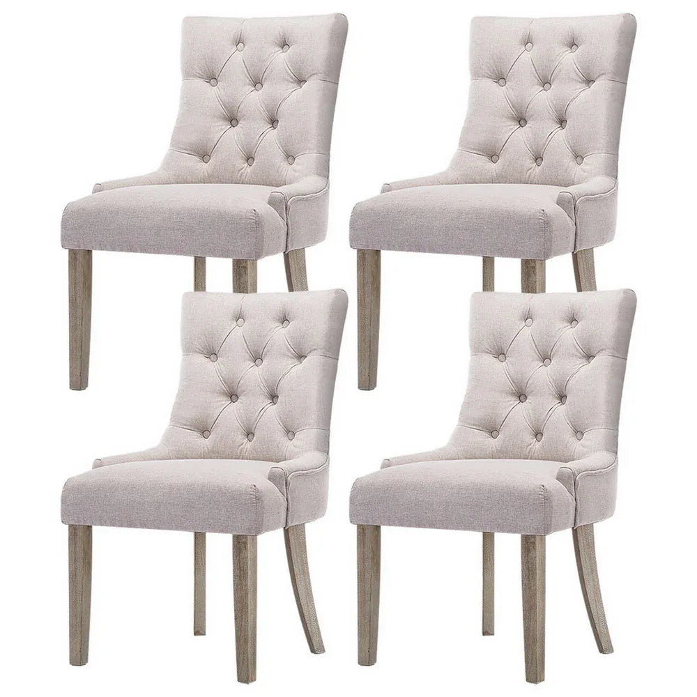 Artiss Dining Chairs Set of 4 Linen French Provincial Beige - Mekamart Australia