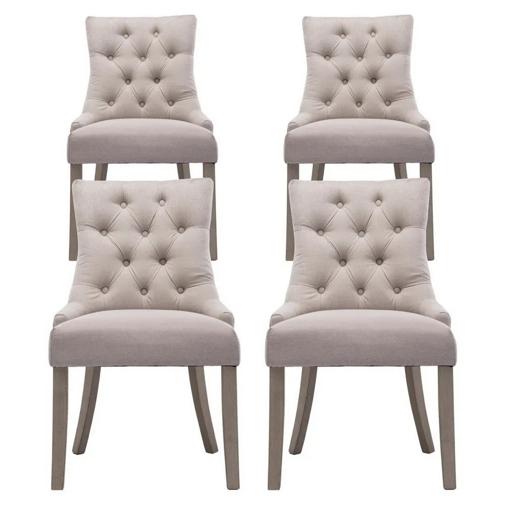 Artiss Dining Chairs Set of 4 Linen French Provincial Beige - Mekamart Australia