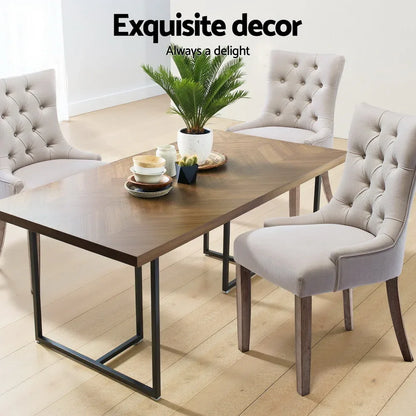 Artiss Dining Chairs Set of 4 Linen French Provincial Beige - Mekamart Australia