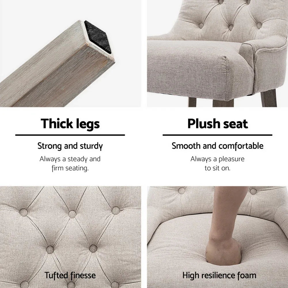 Artiss Dining Chairs Set of 4 Linen French Provincial Beige - Mekamart Australia