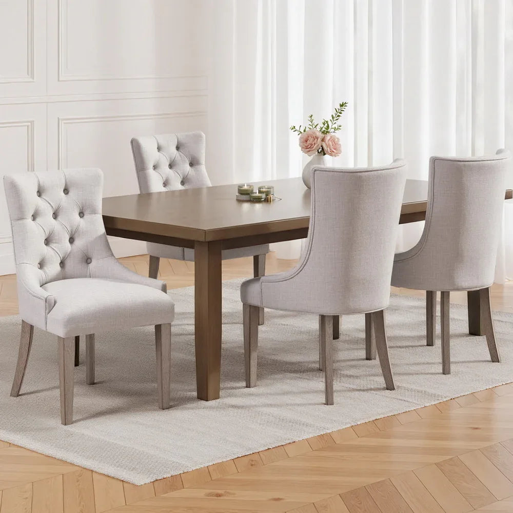 Artiss Dining Chairs Set of 4 Linen French Provincial Beige - Mekamart Australia